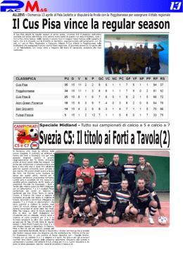Il Cus Pisa vince la regular season