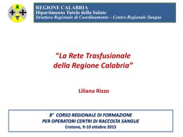La Rete Trasfusionale della Regione Calabria