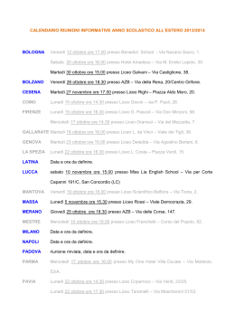 CALENDARIO RIUNIONI INFORMATIVE ANNO