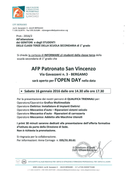 Lettera open day gennaio 2016