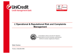 L`Operational & Reputational Risk and Complaints Management