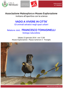 VADO A VIVERE IN CITTA` Relatore: dott. FRANCESCO