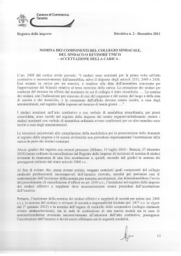 DEL SINDACO O REVISORE UNICO