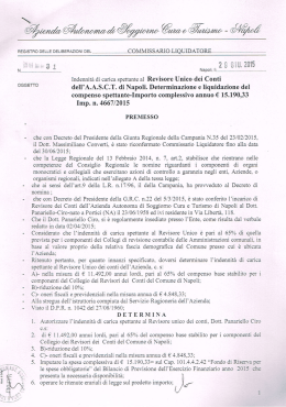 Indennit&agrave; di carica spettante al Revisore Unico dei Conti