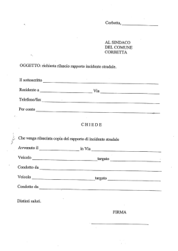 Domanda per rilascio rapporto incidente stradale