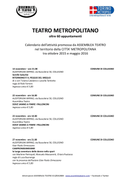 Il calendario degli spettacoli - Città Metropolitana di Torino