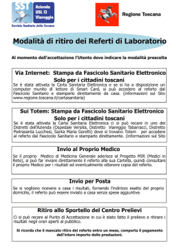Modalit&agrave; di ritiro dei Referti di Laboratorio