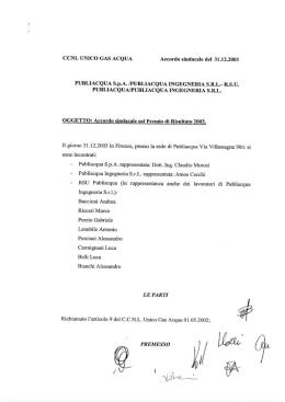 OGGETTO: Accordo sindacale sul Premio di