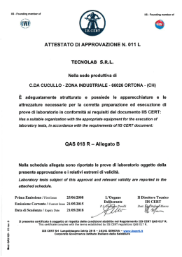 Laboratorio approvato dall`Istituto Italiano della Saldatura