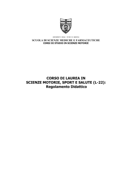CORSO DI LAUREA IN SCIENZE MOTORIE, SPORT E SALUTE (L-22)