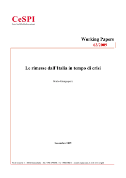 Working Papers Le rimesse dall`Italia in tempo di crisi