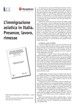 L`immigrazione asiatica in Italia - Sintesi