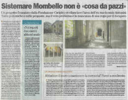 Sistemare Mombello non &egrave; cosa da pazzi (articolo de &ldquo;il cittadino&rdquo;)