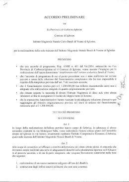 ACCORDO PRELIMINARE - Provincia di Carbonia Iglesias