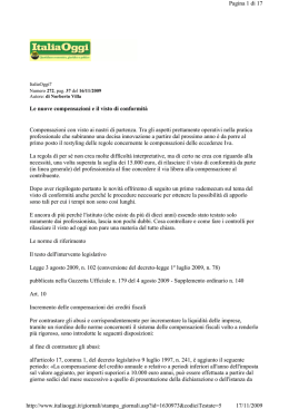 ITALIAOGGI7. Le nuove compensazioni e il visto di conformit&agrave;