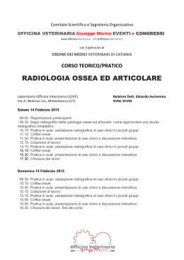 RADIOLOGIA OSSEA ED ARTICOLARE - Officina Veterinaria Eventi