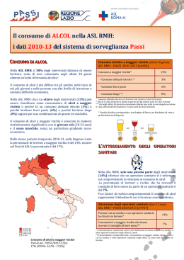 Il consumo di ALCOL nella ASL RMH: i dati 2010-13 del