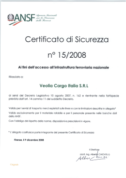 15/2008 - Agenzia Nazionale per la Sicurezza delle Ferrovie