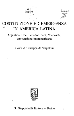 COSTITUZIONE ED EMERGENZA IN AMERICA LATINA