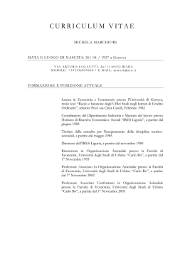 Curriculum vitae  - Universit&agrave; di Urbino