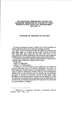 Les pronoms personnels sujets de troisi&egrave;mme personne en italien et