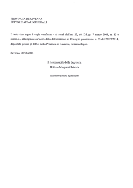 deliberazione del Consiglio Provinciale n. 35 del 22 luglio 2014