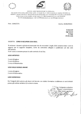 cors&igrave; di recupero 2014-2015
