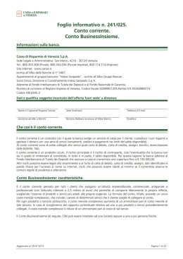 Foglio Informativo Conto Business - Ordine Degli Ingegneri della