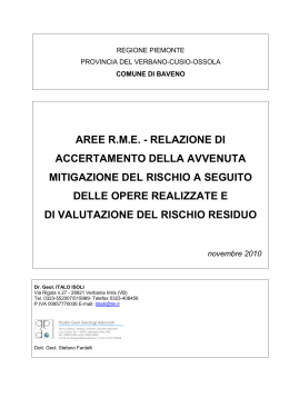 AREE R.M.E. - RELAZIONE DI ACCERTAMENTO DELLA AVVENUTA MITIGAZIONE