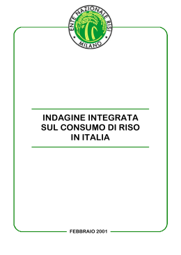 indagine integrata sul consumo di riso in italia