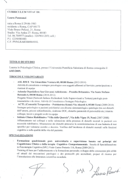 CURRICULUM VITAF. DI: Laura Pannunzi nata a Roma il 29