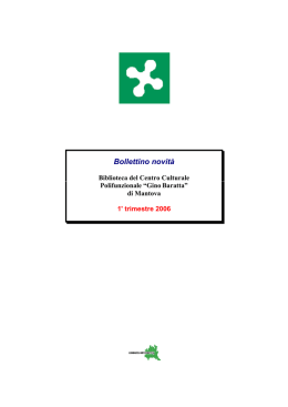 Bollettino novità - Biblioteca Mediateca Gino Baratta