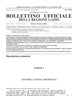 Deliberazione Giunta Regionale Del Lazio 8 Febbraio 2002 N. 128