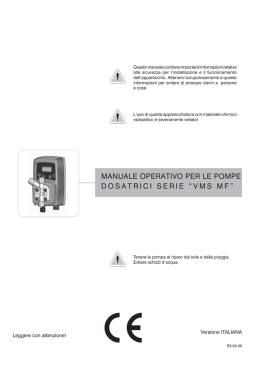 MANUALE OPERATIVO PER LE POMPE DOSATRICI SERIE &ldquo;VMS