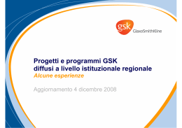 Progetti e programmi GSK diffusi a livello istituzionale regionale