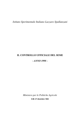 Relazione Controllo Ufficiale del seme, 1998