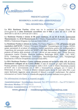 RSA Residenza Pontina lettera di presentazione