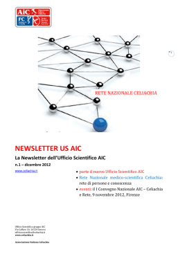 NEWSLETTER US AIC - Associazione Italiana Celiachia