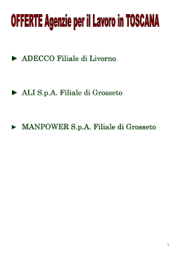 Offerte delle Agenzie per il Lavoro