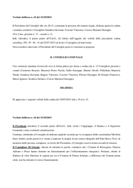 Verbale delibera n. 43 del 15/10/2015 Il Presidente del