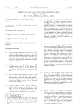 Direttiva 2003/98/CE - Trasparenza e Integrità