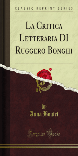 La Critica Letteraria DI Ruggero Bonghi