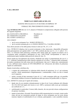 N. R.G. 4852/2015 TRIBUNALE ORDINARIO di MILANO SEZIONE