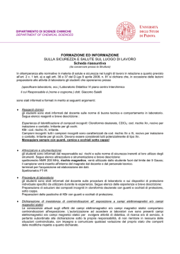 FORMAZIONE ED INFORMAZIONE SULLA SICUREZZA E SALUTE