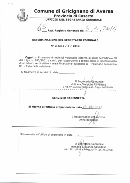 Determina Reg. Gen. n.45 del 5.3.2014