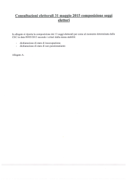 Consultazioni elettorali 31 Maggio 2015 composizione seggi elettori.