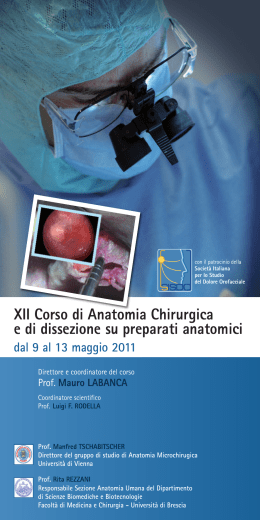 XII Corso di Anatomia Chirurgica e di dissezione su preparati