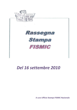 Rassegna stampa FISMIC del 16 settembre 2010