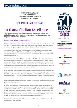 10 Years of Italian Excellence - The World`s 50 Best Restaurants