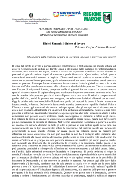 Diritti Umani: il diritto al lavoro Relatore Prof.re Roberto Mancini